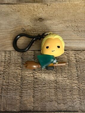 Cute Blonde Wizard Keychain with Green Cape